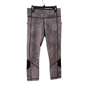 Lululemon Size 6 Black Gray Speckled Athletic Leggings Side and Back pockets